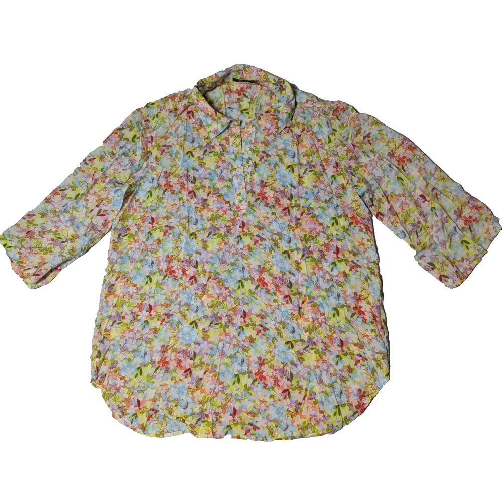 Pure Amici Floral Rayon Popover Shirt - Women‎ XL EUC